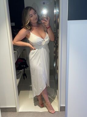 Satin Spaghetti Strap Wrap-Front Midi Dress